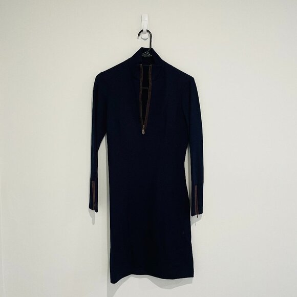 J. McLaughlin Dark Blue Long Sleeve Zip Up Dress Size XS